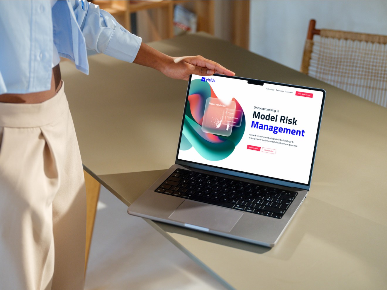Yields website on a MacBook